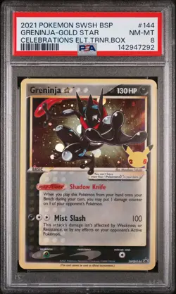 2021 POKEMON SWSH BLACK STAR PROMO #144 GRENINJA-GOLD STAR PSA 8 - Image 1