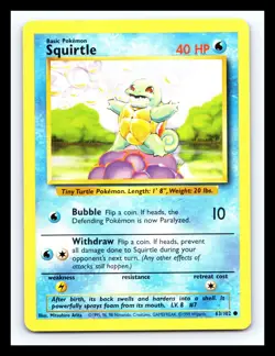 💥 Squirtle # 63/102 | Base Set | Vintage Pokemon 1999 TCG | - Image 1