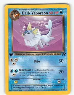 DARK VAPOREON 45/82 UNCOMMON TEAM ROCKET POKEMON MP 1st edition - Image 2