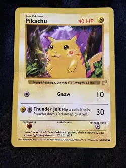 RARE 1999 Pokemon Base Set UNLIMITED - E3 STAMPED - Red Cheeks #58 PIKACHU - Image 1