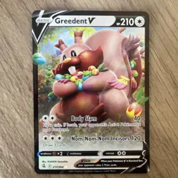 Pokemon TCG Greedent V Fusion Strike 217/264 Holo Ultra Rare Pack Fresh - Image 1