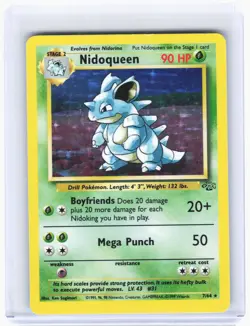 1999 Pokemon—Nidoqueen #7/64 Jungle—Rare Holo [Damaged] - Image 1