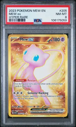 2023 POKEMON MEW EN-151 205 MEW EX HYPER RARE PSA 8 - Image 1