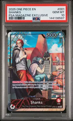 2025 ONE PIECE PROMOS PSA MAGAZINE EXCLUSIVE #001 SHANKS PSA 10 - Image 1