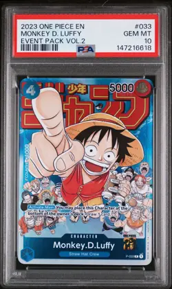 2023 ONE PIECE P-033 MONKEY D LUFFY EVENT PACK VOL 2 PROMO ENGLISH PSA 10 GEM MT - Image 1