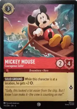 115/204 MICKEY MOUSE COURAGEOUS SAILOR AZURITE SEA COMMON DISNEY LORCANA CARD - Image 1