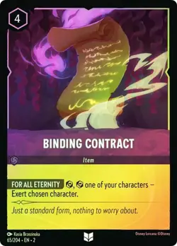 Disney Lorcana BINDING CONTRACT 65/204 Cold Foil Rise of the Floodborn Holo - Image 1
