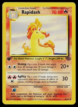 Pokemon Card Rapidash 44/64 Jungle 1st Edition - Image 1
