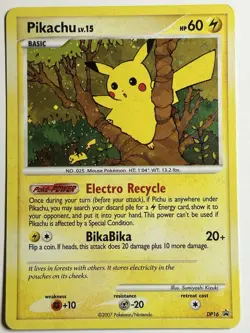 Pikachu DP16 Diamond and Pearl Holo 2007 Pokemon Card Black Star Promo LP Clean - Image 1