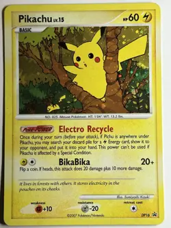 Pikachu DP16 Diamond and Pearl Holo 2007 Pokemon Card Black Star Promo LP Clean - Image 2