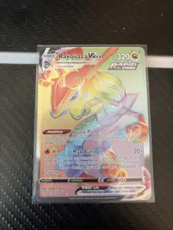 Pokemon TCG Rayquaza VMAX Holo Rainbow Secret Rare Card Evolving Skies 217/203 - Image 1