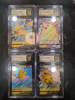 Pikachu V and VMAX Set of 4 RR and RRR Japanese Pokemon Cards - Image 1