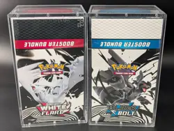 2x Pokemon SV10.5 Black Bolt White Flare Sealed Booster Bundle Display W/Acrylic - Image 1