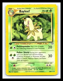 💥 Bayleef 1st Edition Pokemon 2000 Neo Genesis Non Holo Foil Vintage # 28/111 - Image 1