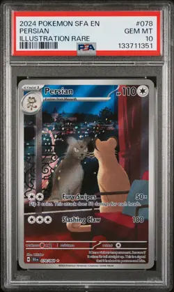 2024 POKEMON SFA EN-SHROUDED FABLE ILLUSTRATION RARE #078 PERSIAN PSA 10 - Image 1