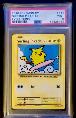 2016 POKEMON XY EVOLUTIONS #111 SURFING PIKACHU PSA 9 - Image 1