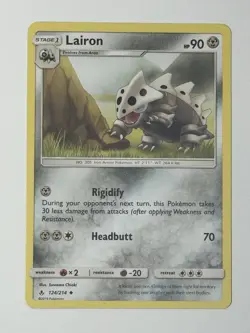 Pokemon TCG - Lairon - 2019 - Unbroken Bonds 124/214 - Uncommon Non-Holo - Image 1