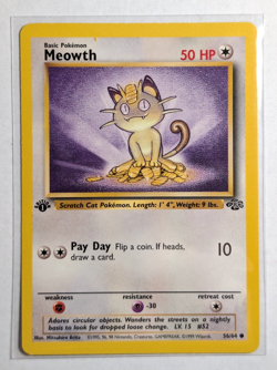 Pokemon TCG Meowth 56/64 Jungle 1st Edition Regular LP - Image 1
