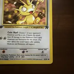 Meowth 62/82 1st Edition Team Rocket Pokemon LP - Image 4