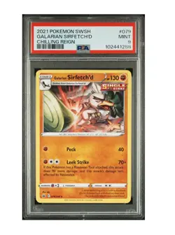 2021 POKEMON SWORD & SHIELD CHILLING REIGN #079 GALARIAN SIRFETCH'D PSA 9 Mint - Image 1