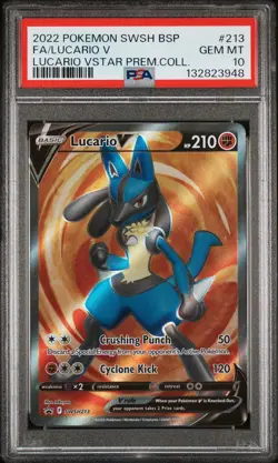 2022 POKEMON SWSH BLACK STAR PROMO #213 FULL ART/LUCARIO V PSA 10 - Image 1