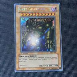 Yugioh Gate Guardian MRD-000 1st Edition Secret Rare Reverse Holo Bleed HP DMG - Image 1