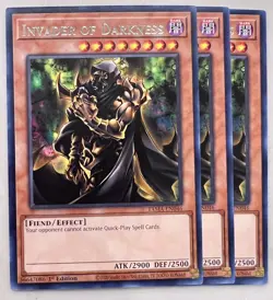Yugioh! 3x Invader of Darkness TAMA-EN046 Rare 1st Ed NM - Image 1