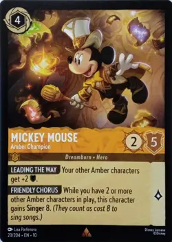 23/204 MICKEY MOUSE AMBER CHAMPION EN10 RARE DISNEY LORCANA CARD - Image 1