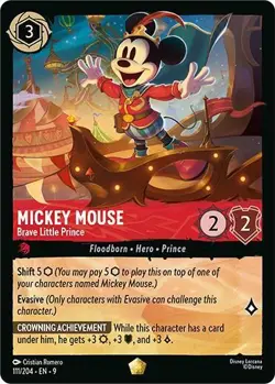 Disney Lorcana Mickey Mouse Brave Little Prince Cold Foil Legendary 111/204 - Image 1