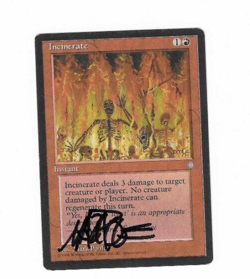 Incinerate Ice Age Mark Poole Signed Black Ink Vinatge Magic the Gathering Card - Image 1