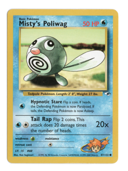 Misty's Poliwag 87/132 Pokemon Card TCG Gym Heroes Common LP - Image 1