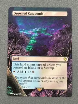 Drowned Catacomb MTG Final Fantasy Commander Hand Painted Borderless Altered Art - Image 1