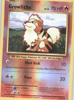 Growlithe Reverse Holo Pokemon tcg XY - Evolutions #17/108 - Image 1