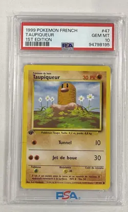 Diglett French Taupiqueur Base Set 1st Edition 1999 Pokemon WOTC 47/102 PSA 10 - Image 1