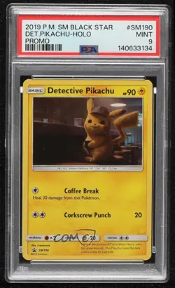 Detective Pikachu Pokemon Sun & Moon Black Star Promo PSA 9 MINT - Image 1