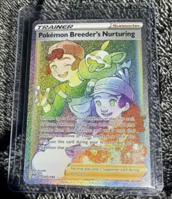 Pokemon Breeder's Nurturing 195/189 - Darkness Ablaze Secret Rare - Poke TCG NM - Image 1