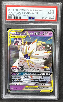 2019 Pokemon Sun & Moon Cosmic Eclipse Tag Team - Solgaleo & Lunala GX -PSA 9 - Image 1
