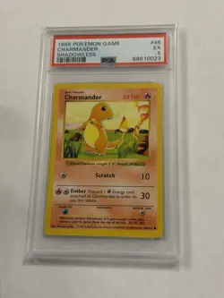 1999 POKEMON GAME SHADOWLESS #46 CHARMANDER PSA 5 - Image 1