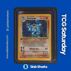 1999 POKEMON BASE SET UNLIMITED 1ST EDITION #8/102 MACHAMP HOLO RARE - Image 1