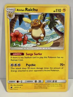 Alolan Raichu 31/111 Crimson Invasion Regular Rare LP Pokemon TCG - Image 1