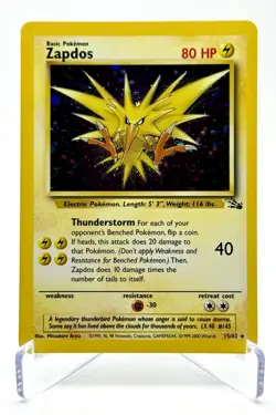 1999 Pokemon TCG Zapdos 15/62 Holo Fossil Rare Vintage WotC - Image 1