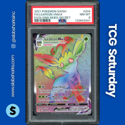 2021 POKEMON SWORD & SHIELD EVOLVING SKIES LEAFEON VMAX RAINBOW RARE PSA 8 - Image 1