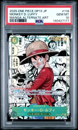 2025 ONE PIECE JPN OP13-CARRYING ON HIS WILL #118 MONKEY D. LUFFY PSA 10 - Image 1