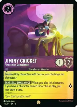 Disney Lorcana Jiminy Cricket Pinocchio's Conscience 44/204 Floodborn Cold Foil - Image 1