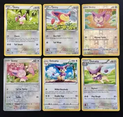 6x Skitty & Delcatty Pokemon Card Reverse Holo Foil Cute Cat Pokemon Cards - Image 1