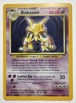 Alakazam 001/102 Base Set Holo LP Excellent Condition Pokemon Cards - Image 1