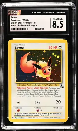 Eevee PokeMon League Black Star Promos 11 CGC 8.5 - Image 1