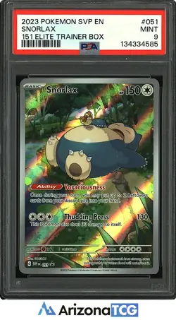 Pokemon 2023 Snorlax 051 Scarlet & Violet Promo 151 Elite Trainer Box PSA 9 - Image 1