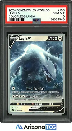 Pokemon 2024 Lugia V 138 Colorless Lugia 2023 World Championships GEM MT PSA 10 - Image 1