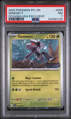 2025 POKEMON PFL EN GENESECT OCEANIA/USA EXCLUSIVE #008 PSA 7, Stamped Promo - Image 1